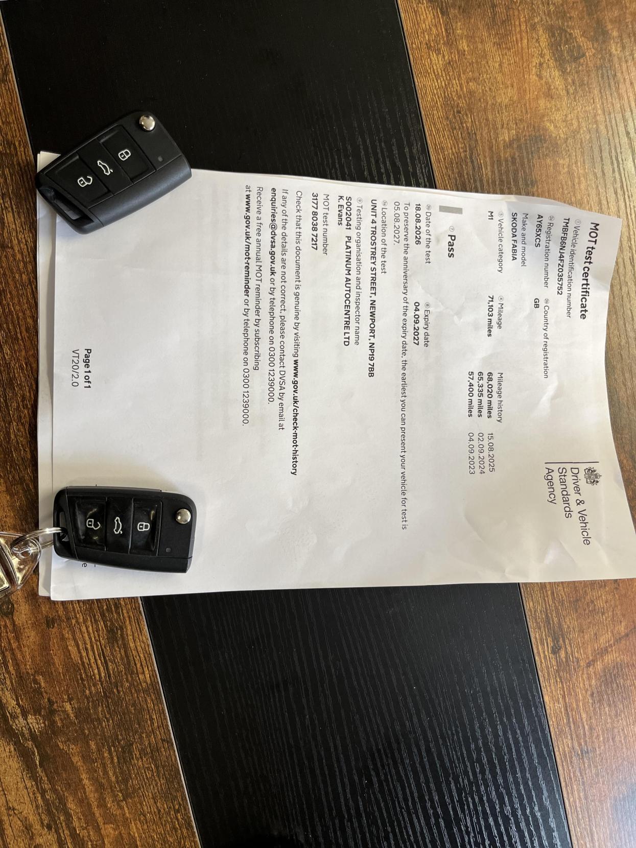 2015 00 SKODA FABIA